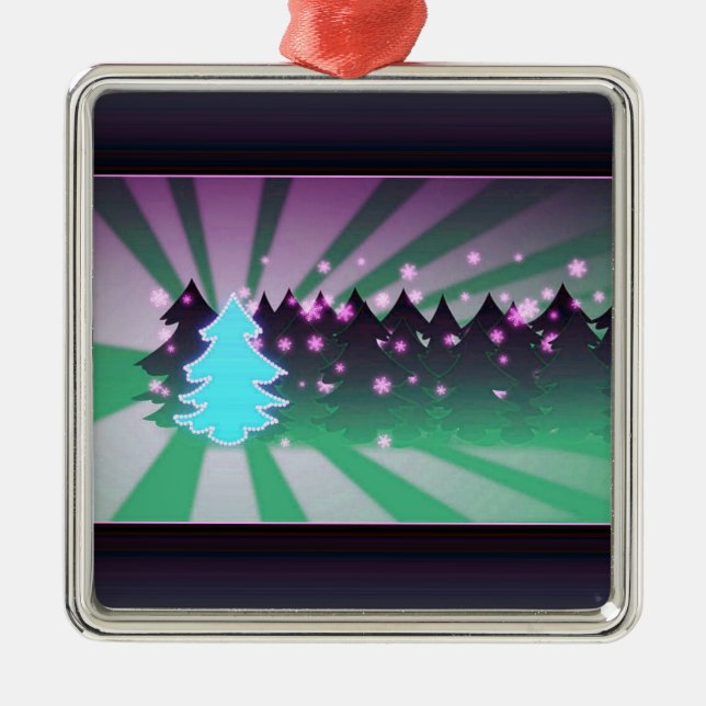 Ornement En Métal Les arbres de Noël dans les tons verts (Devant)