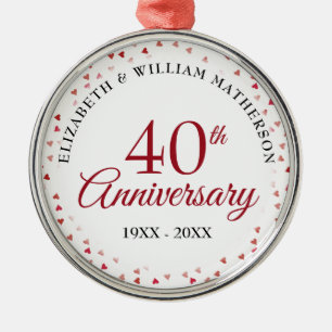 Ornement En Métal Les Coeurs de rubis du 40e anniversaire