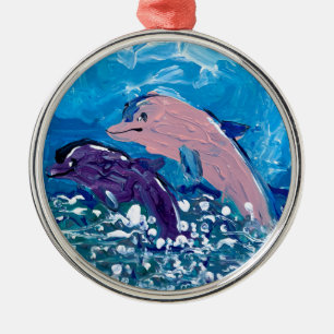 Ornement En Métal Les dauphins "L'art des enfants"