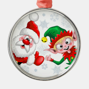 Ornement En Métal Les personnages de Noël de père Noël et Elf