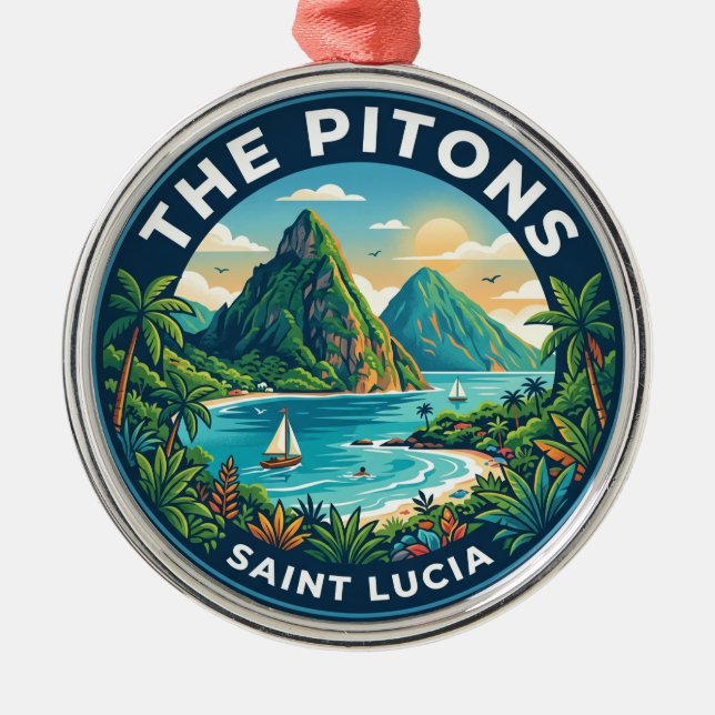 Ornement En Métal Les Pitons Sainte-Lucie (Devant)