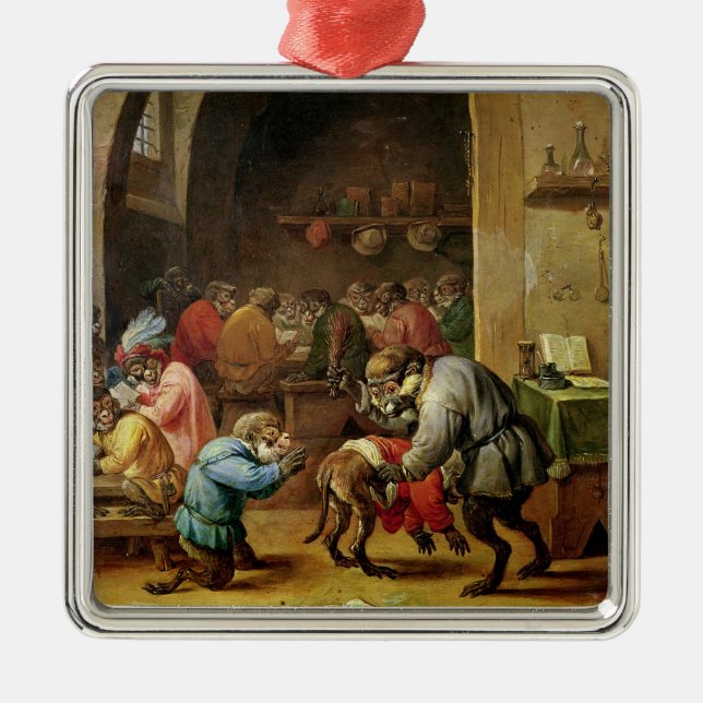 Ornement En Métal Les singes à l'école (Devant)