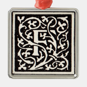 Ornement En Métal Lettre Art Nouveau F Monogramme Vintage