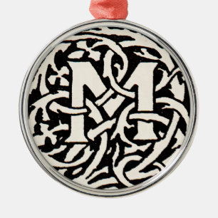 Ornement En Métal Lettre Art Nouveau Monogramme M Vintage