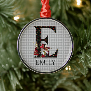 Ornement En Métal LETTRE E DU COEUR DE WONderland Alice & Reine DES