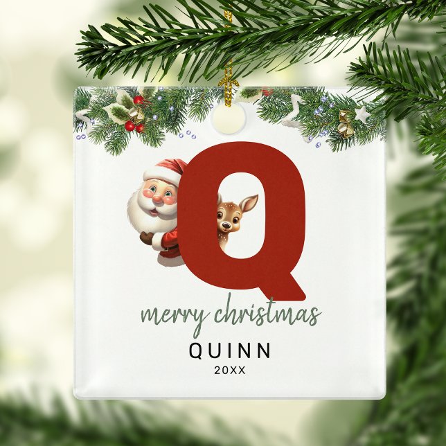 Ornement En Métal Lettre enfant Q Monogramme Arbre de Noël (Créateur téléchargé)