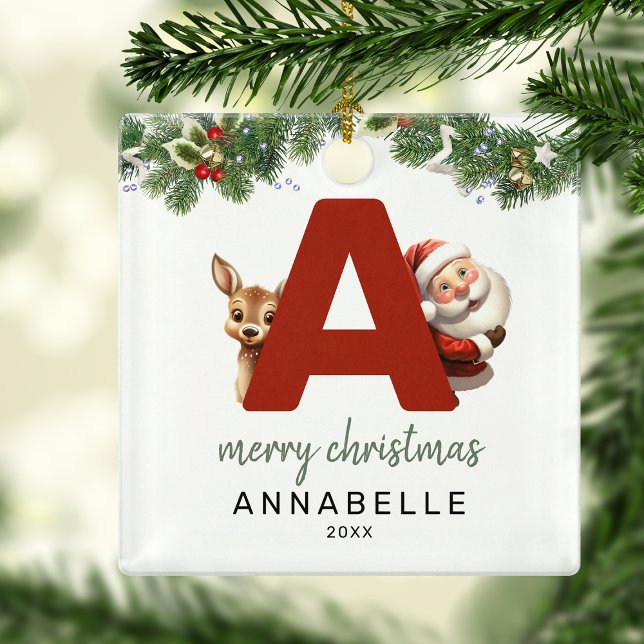 Ornement En Métal Lettre Enfants A Monogramme Arbre de Noël (Créateur téléchargé)