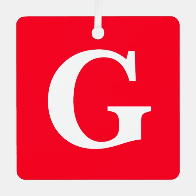 Ornement En Métal Lettre initiale Monogramme Rouge Blanc Plaine Simp (Recto)