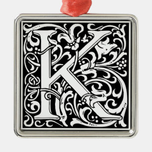 Ornement En Métal Lettre K Monogramme Médiéval Vintage Initiale