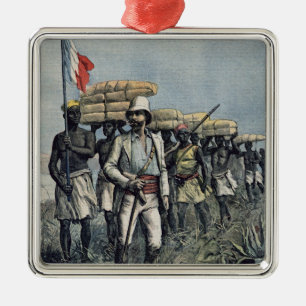 Ornement En Métal Lieutenant Mizon sur sa mission 1892