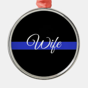 Ornement En Métal Ligne Bleue Mince : Femme de police