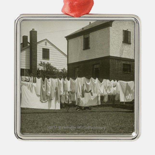 Ornement En Métal Ligne de lavage en dehors des maisons (Devant)