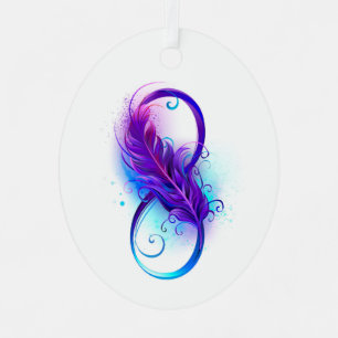 Ornement En Métal L'infini avec plume violette