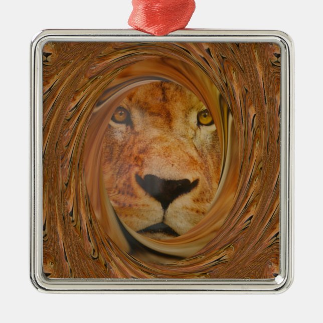 Ornement En Métal Lion Abstrait Safari Art (Devant)