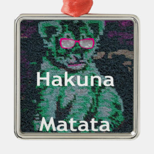 Ornement En Métal Lion vert avec lunettes roses "Hakuna Matata" Art