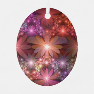 Ornement En Métal Lit De Fleurs Coloré Brillante Art Fractal Abstrai