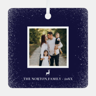 Ornement En Métal Little Reindeer Snowflakes photo NAVY BLUE