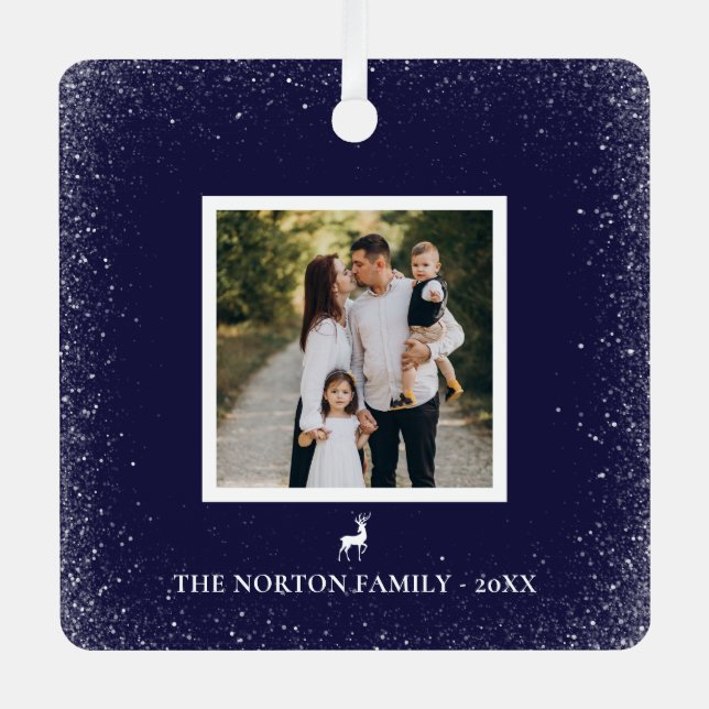 Ornement En Métal Little Reindeer Snowflakes photo NAVY BLUE (Recto)