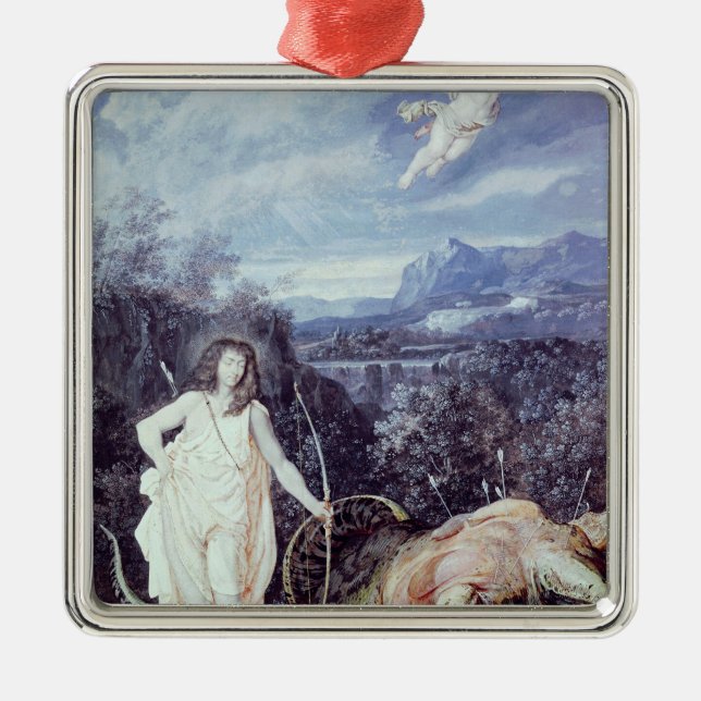 Ornement En Métal Louis XIV comme Apollo, tueur de python (Devant)