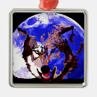 Ornement En Métal Loup et Pleine lune