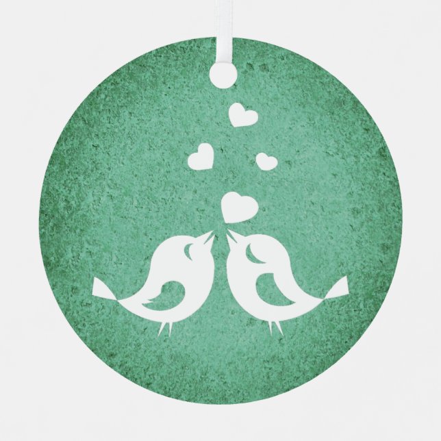 Ornement En Métal Love Birds on Green (Recto)