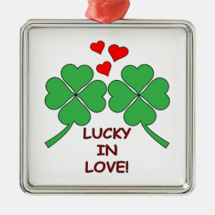 Ornement En Métal Lucky In Love Hearts Clover