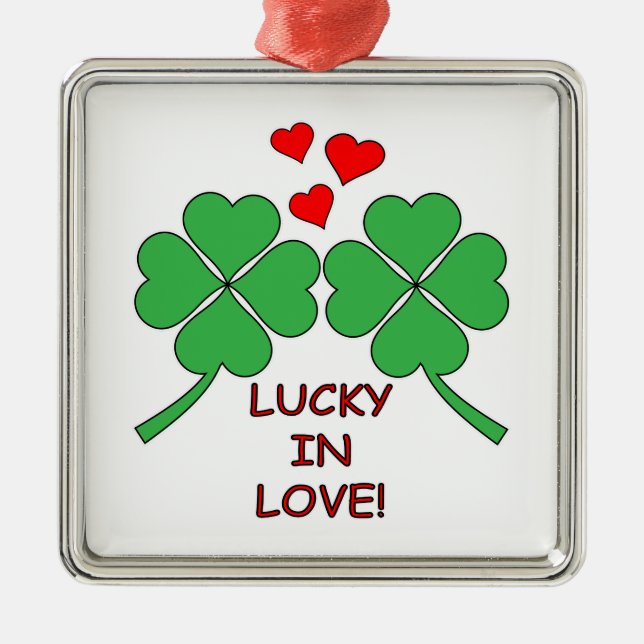 Ornement En Métal Lucky In Love Hearts Clover (Devant)