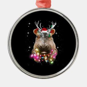 Ornement En Métal Lumières de Noël Hippo Fiona Hippopotamus Lover