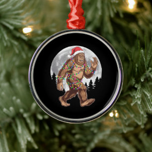 Ornement En Métal Lumières de sapin de Noël Bigfoot Santa Xmas Sasqu
