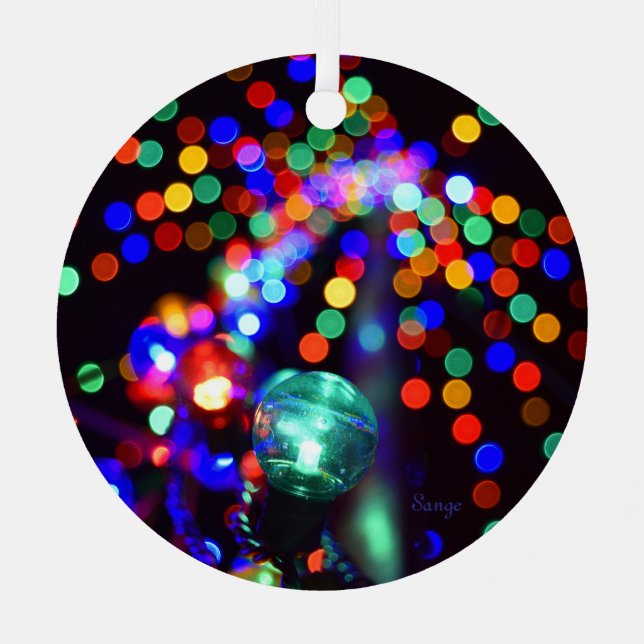 Ornement En Métal Lumières des vacances de Bokeh (Recto)