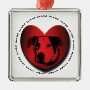 Ornement En Métal Luv-A-Bull American Bulldog Pit Bull Heart