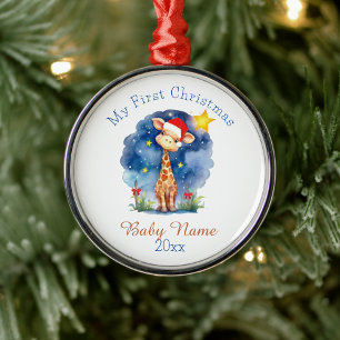 Ornement En Métal Ma première girafe de Noël Nom personnalisé Keepsa