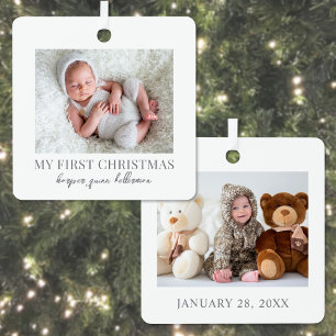 Ornement En Métal Ma première photo de bébé de Noël double face