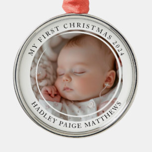 Ornement En Métal Ma première photo de bébé personnalisée de Noël
