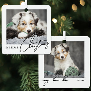 Ornement En Métal Ma première photo de chien de Noël