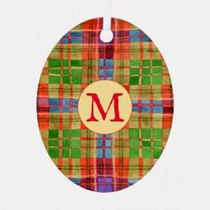 Ornement En Métal MAC RAE TARTAN Métal Ornement ovale + Initiale