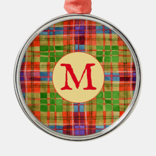 Ornement En Métal MAC RAE TARTAN Premium Round Orament + Initial