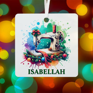 Ornement En Métal Machine à coudre de Noël avec nom personnalisé