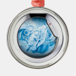 Ornement En Métal machine à laver encadrée en argent animée