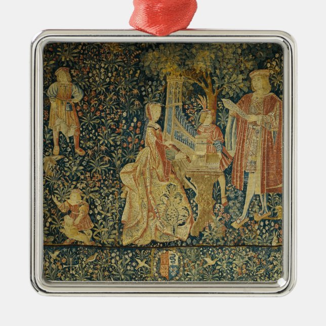 Ornement En Métal Madame jouant l'organe portatif de (Devant)