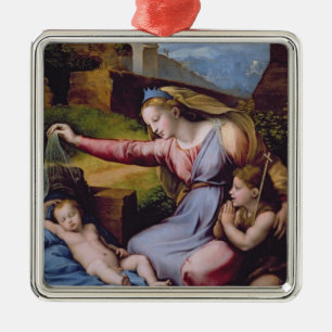 Ornement En Métal Madonna du diadème bleu ou Madonna de t