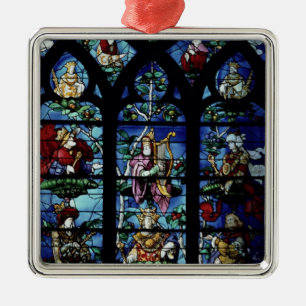 Ornement En Métal Madonna et enfant avec les anges et le reflec de