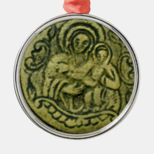 ORNEMENT EN MÉTAL MADONNA ET ENFANT /ST.GEORGE ET DRAGON MEDALLION