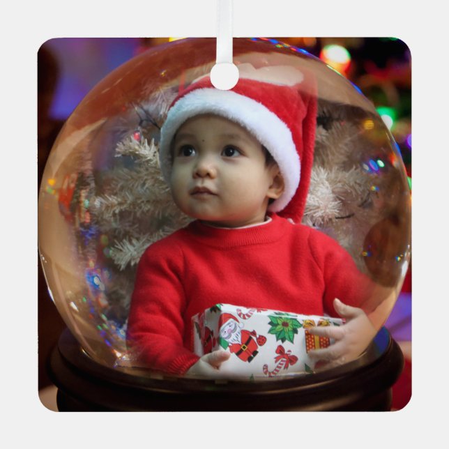 Ornement En Métal Magic Snowglobe Illusion Holiday 2 Photo Vignette (Recto)