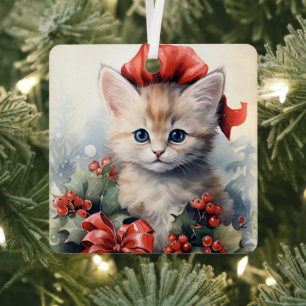 Ornement En Métal Magnifique Kitten Noël