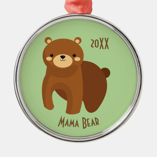 Ornement En Métal Mama Bear encourage l'amour Joyeux Noël Daté (Devant)