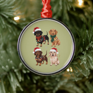 Ornement En Métal Maman de chien de Noël Teckel Amoureuse Cadeau de