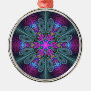 Ornement En Métal Mandala coloré frappant art fractal kaléidoscope
