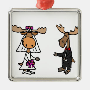 Ornement En Métal Mariage drôle d'orignaux de jeunes mariés