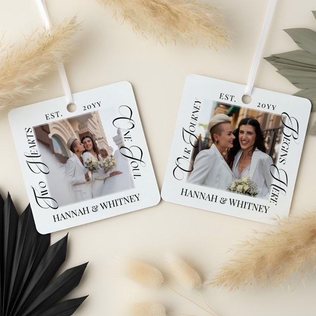 Ornement En Métal Married Couples Photo Two Hearts One Soul Keepsake (Married Couples Photo Two Hearts One Soul Keepsake Metal Ornament)